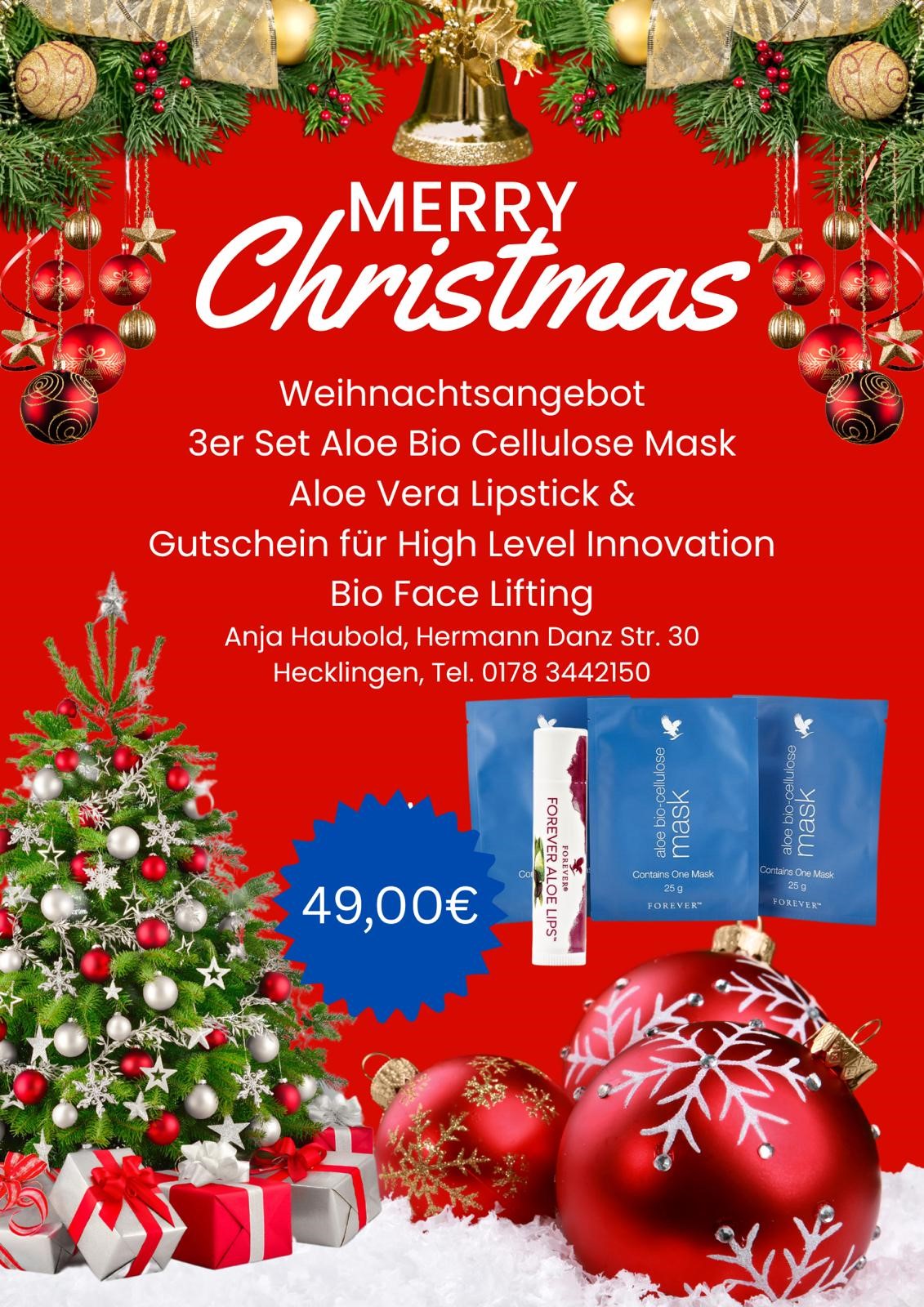 Weihnachtsangebot Aloe Bio Cellulose Mask